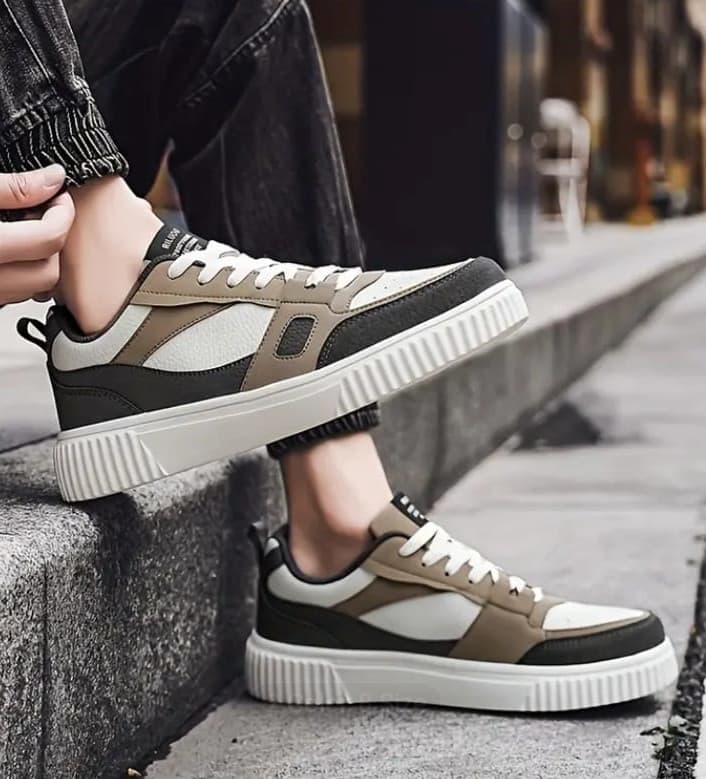 Baskets Mixtes "Urban Platform" Bicolores (Gris Taupe & Noir)