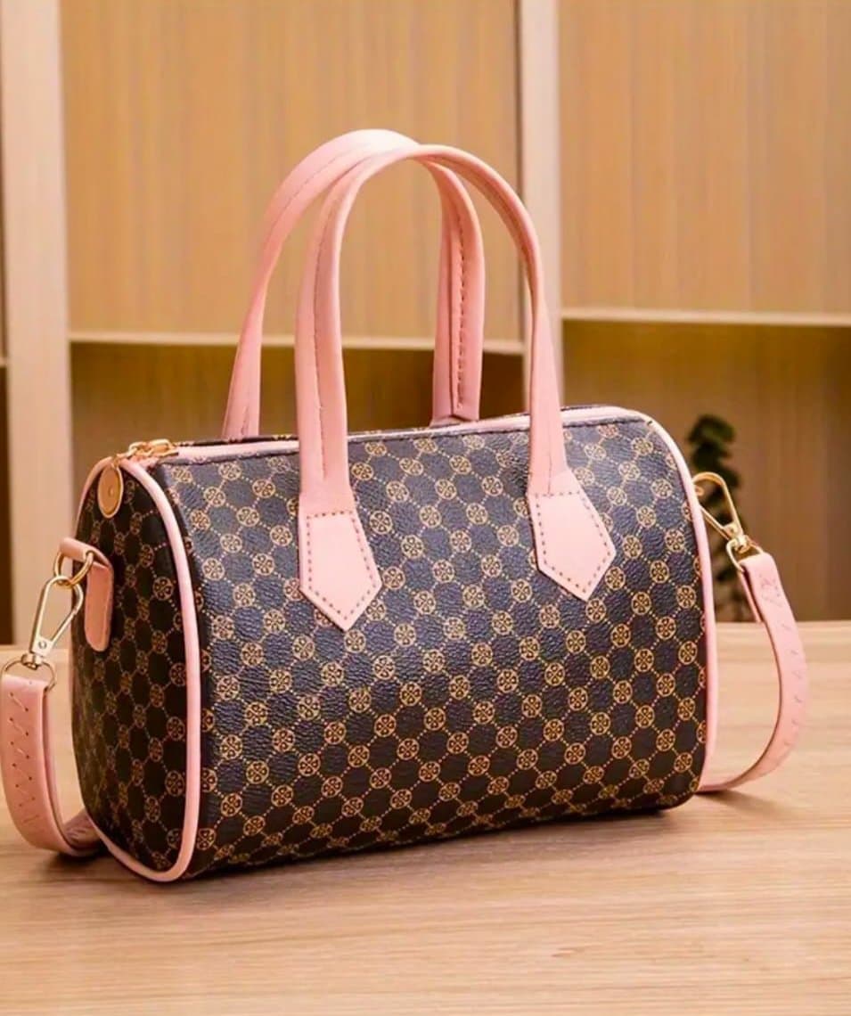 Mini Sac Bowling a motif Monogramme Bicolore