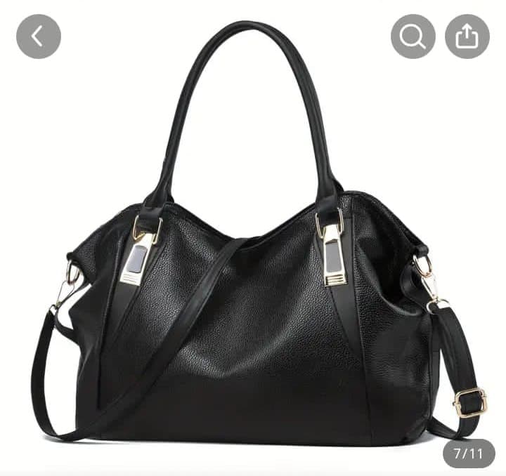 Sac Cabas Noir Élégant en Simili-Cuir avec Bandoulière Amovible