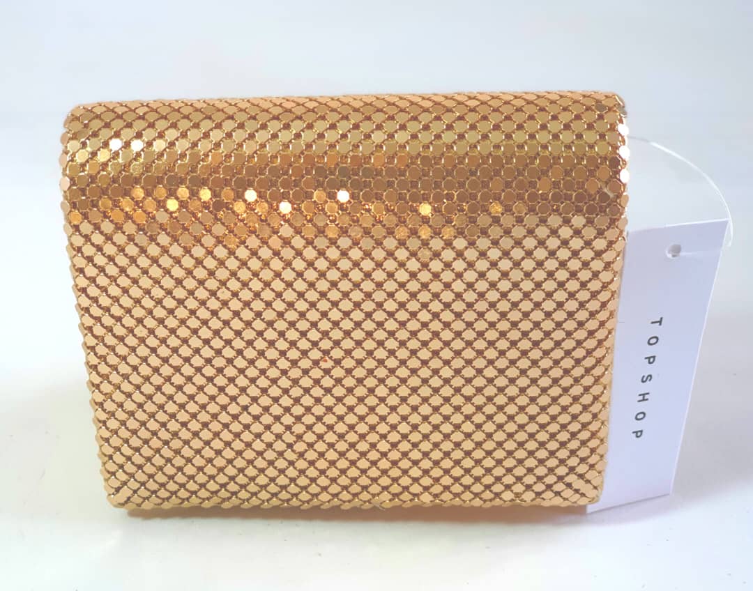 Mini-Pochette TOPSHOP Dorée en Maille Métallique